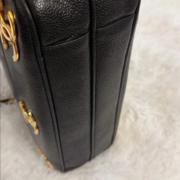Authentic Chanel Triple CC Black/Gold Caviar Leather Chanel Shoulder Bag. - Picture 16 of 17